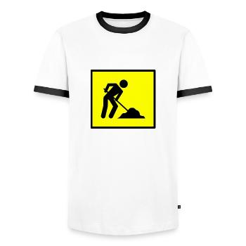 construire chantier de construction mécanique artisan maurer176 - T-shirt contrasté Homme - blanc/noir - Devant - AI Model Female 172 light (172cm) & AI Model Male 178 dark (178cm)