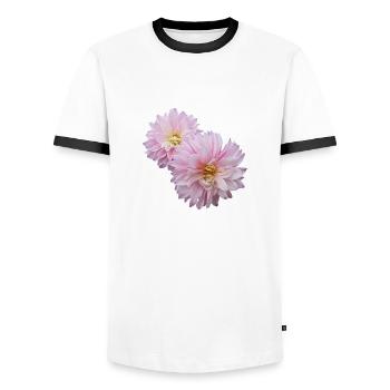 fleurs lys tulipes orchidées ger dahlia de tournesol - T-shirt contrasté Homme - blanc/noir - Devant - AI Model Female 172 light (172cm) & AI Model Male 178 dark (178cm)