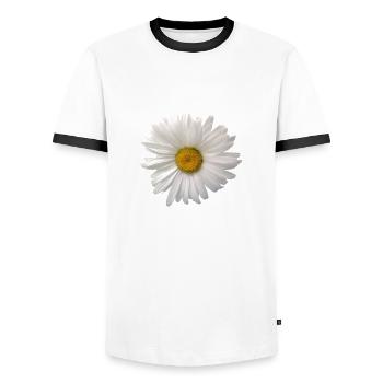 fleurs lys tulipes orchidées ger dahlia de tournesol - T-shirt contrasté Homme - blanc/noir - Devant - AI Model Female 172 light (172cm) & AI Model Male 178 dark (178cm)