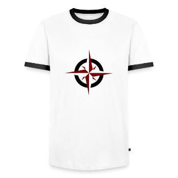 boussole - T-shirt contrasté Homme - blanc/noir - Devant - AI Model Female 172 light (172cm) & AI Model Male 178 dark (178cm)
