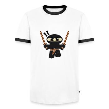 Ninja Comic - Männer Kontrast-T-Shirt - Weiß/Schwarz - Vorne - AI Model Female 172 light (172cm) & AI Model Male 178 dark (178cm)