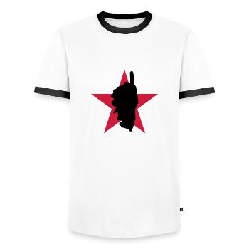 Corse / Corsica / Maure / Corso / Bastia - Männer Kontrast-T-Shirt - Weiß/Schwarz - Vorne - AI Model Female 172 light (172cm) & AI Model Male 178 dark (178cm)