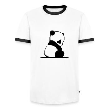 Panda - Männer Kontrast-T-Shirt - Weiß/Schwarz - Vorne - AI Model Female 172 light (172cm) & AI Model Male 178 dark (178cm)