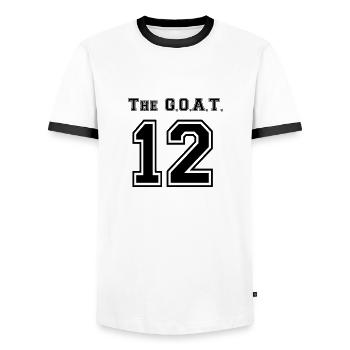 Le GOAT 12 - T-shirt contrasté Homme - blanc/noir - Devant - AI Model Female 172 light (172cm) & AI Model Male 178 dark (178cm)