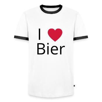 Ich liebe Bier Gechenkidee - Männer Kontrast-T-Shirt - Weiß/Schwarz - Vorne - AI Model Female 172 light (172cm) & AI Model Male 178 dark (178cm)