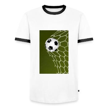 Goal ! Ballon de foot - T-shirt contrasté Homme - blanc/noir - Devant - AI Model Female 172 light (172cm) & AI Model Male 178 dark (178cm)