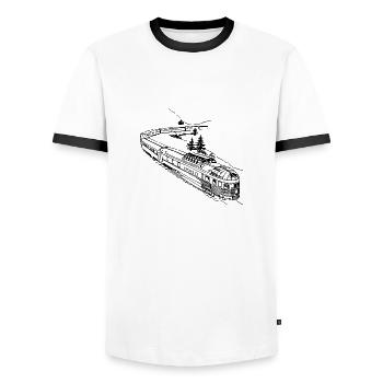 locomotive - T-shirt contrasté Homme - blanc/noir - Devant - AI Model Female 172 light (172cm) & AI Model Male 178 dark (178cm)