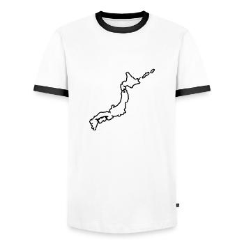 Japon - Japonais - T-shirt contrasté Homme - blanc/noir - Devant - AI Model Female 172 light (172cm) & AI Model Male 178 dark (178cm)