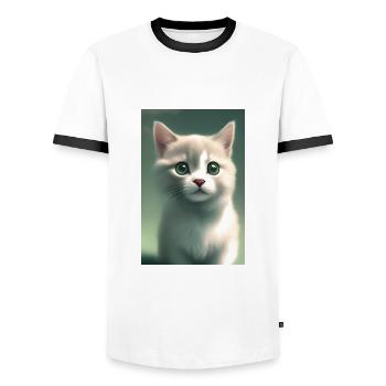 Cute baby cat - Men's Ringer Shirt - white/black - Front - AI Model Female 172 light (172cm) & AI Model Male 178 dark (178cm)