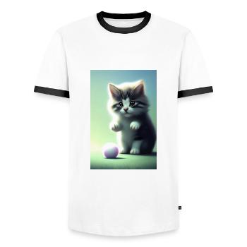 Little Cute Baby Cat - Men's Ringer Shirt - white/black - Front - AI Model Female 172 light (172cm) & AI Model Male 178 dark (178cm)