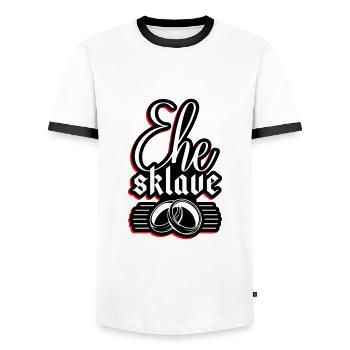 Ehe Sklave Hochzeit Junggesellenabschied - Männer Kontrast-T-Shirt - Weiß/Schwarz - Vorne - AI Model Female 172 light (172cm) & AI Model Male 178 dark (178cm)