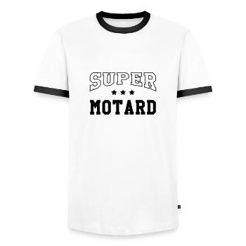 Motard / Moto / Biker / Moto-cross / Motarde - Men's Ringer Shirt - white/black - Front - AI Model Female 172 light (172cm) & AI Model Male 178 dark (178cm)