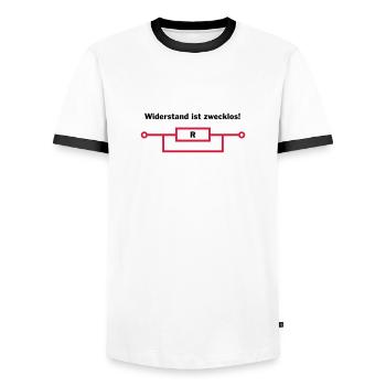 Widerstand ist zwecklos! - Männer Kontrast-T-Shirt - Weiß/Schwarz - Vorne - AI Model Female 172 light (172cm) & AI Model Male 178 dark (178cm)