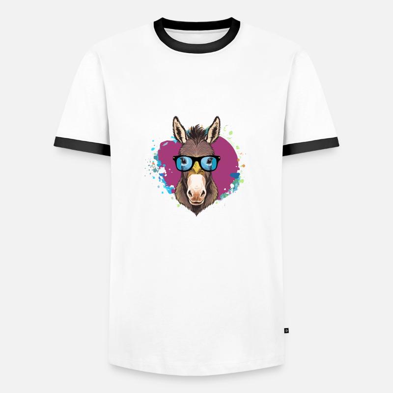 Esel,graffiti ,malerei , bunt,Nerd - Männer Kontrast-T-Shirt - Weiß/Schwarz