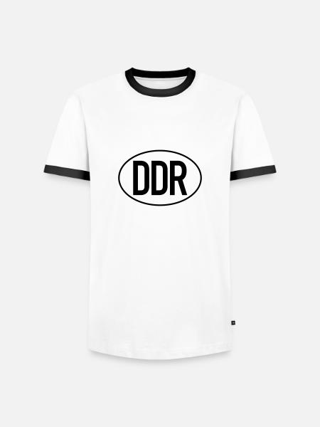 DDR Kennzeichen (zweifarbig) - Männer Kontrast-T-Shirt - Weiß/Schwarz