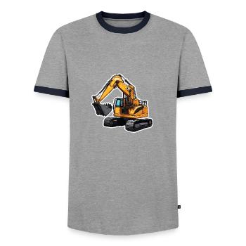 Excavator / construction site / machine /digging / shovel - Men's Ringer Shirt - grey/navy  - Front - AI Model Female 172 light (172cm) & AI Model Male 178 light (178cm)