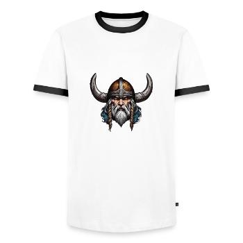 Wikinger / Thor / Odin / nordisch / keltisch - Männer Kontrast-T-Shirt - Weiß/Schwarz - Vorne - AI Model Female 172 light (172cm) & AI Model Male 178 dark (178cm)