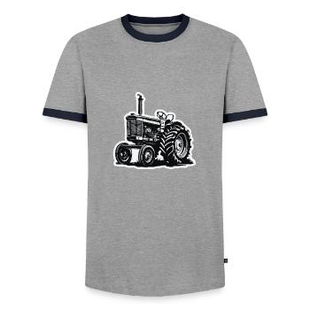 Tractor / Agriculture / Farmer / Field Work - Men's Ringer Shirt - grey/navy  - Front - AI Model Female 172 light (172cm) & AI Model Male 178 light (178cm)