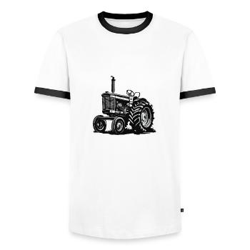 Traktor / Landwirtschaft / Bauer / Feldarbeit - Männer Kontrast-T-Shirt - Weiß/Schwarz - Vorne - AI Model Female 172 light (172cm) & AI Model Male 178 dark (178cm)