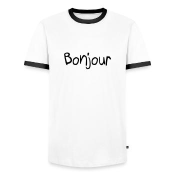 Bonjour - Männer Kontrast-T-Shirt - Weiß/Schwarz - Vorne - AI Model Female 172 light (172cm) & AI Model Male 178 dark (178cm)