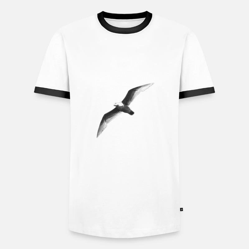Schwarz Weiss Möwe Im Flug - Männer Kontrast-T-Shirt - Weiß/Schwarz