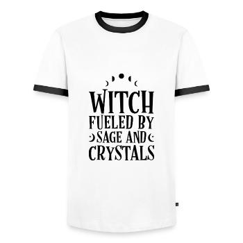Sorcellerie - T-shirt contrasté Homme - blanc/noir - Devant - AI Model Female 172 light (172cm) & AI Model Male 178 dark (178cm)