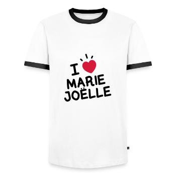 I Love Marie Joelle - T-shirt contrasté Homme - blanc/noir - Devant - AI Model Female 172 light (172cm) & AI Model Male 178 dark (178cm)