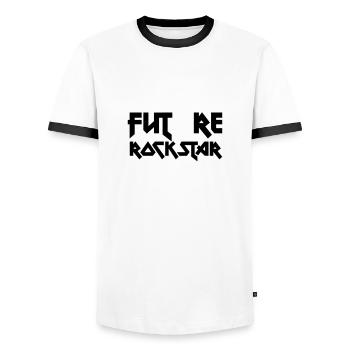 future rock star - Men's Ringer Shirt - white/black - Front - AI Model Female 172 light (172cm) & AI Model Male 178 dark (178cm)