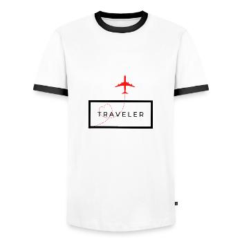 Voyage - Voyage - T-shirt contrasté Homme - blanc/noir - Devant - AI Model Female 172 light (172cm) & AI Model Male 178 dark (178cm)