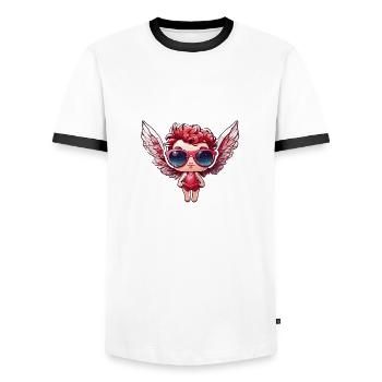 Cupid / Love / Arrow / Heart / Valentine's Day - Men's Ringer Shirt - white/black - Front - AI Model Female 172 light (172cm) & AI Model Male 178 dark (178cm)