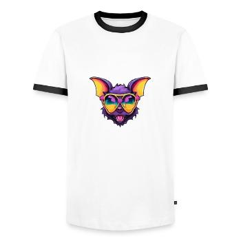 Bat / Vampire / Dracula / Animal / Halloween - Men's Ringer Shirt - white/black - Front - AI Model Female 172 light (172cm) & AI Model Male 178 dark (178cm)