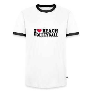 I love Beachvolleyball - T-shirt contrasté Homme - blanc/noir - Devant - AI Model Female 172 light (172cm) & AI Model Male 178 dark (178cm)