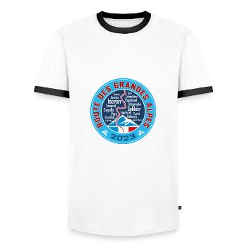 Route des Grandes Alpes V3 | 2023 - Männer Kontrast-T-Shirt - Weiß/Schwarz - Vorne - AI Model Female 172 light (172cm) & AI Model Male 178 dark (178cm)