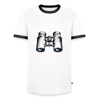 Binoculars / Observation / Observation / Adventure - Men's Ringer Shirt - white/black - Front - AI Model Female 172 light (172cm) & AI Model Male 178 dark (178cm)