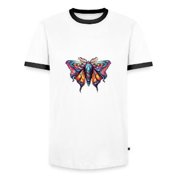 Motte / Tier / Insekt / Larve / Schädling - Männer Kontrast-T-Shirt - Weiß/Schwarz - Vorne - AI Model Female 172 light (172cm) & AI Model Male 178 dark (178cm)