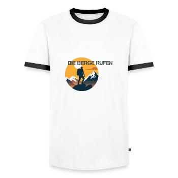Die Berge rufen - Männer Kontrast-T-Shirt - Weiß/Schwarz - Vorne - AI Model Female 172 light (172cm) & AI Model Male 178 dark (178cm)
