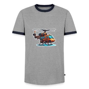 Helikopter / Hubschrauber / fliegen / Luftfahrt - Männer Kontrast-T-Shirt - Grau/Navy  - Vorne - AI Model Female 172 light (172cm) & AI Model Male 178 light (178cm)