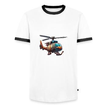 Helicopter / Helicopter / Flying / Aviation - Men's Ringer Shirt - white/black - Front - AI Model Female 172 light (172cm) & AI Model Male 178 dark (178cm)