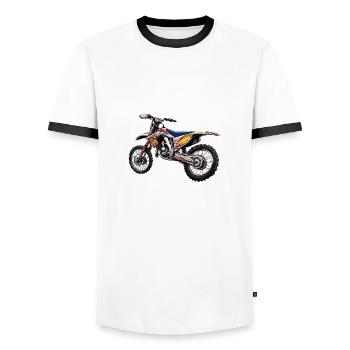 Motard / Motard / Motard / Deux-roues / Cross - T-shirt contrasté Homme - blanc/noir - Devant - AI Model Female 172 light (172cm) & AI Model Male 178 dark (178cm)