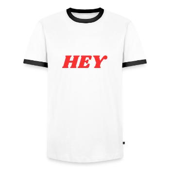 Hey - Männer Kontrast-T-Shirt - Weiß/Schwarz - Vorne - AI Model Female 172 light (172cm) & AI Model Male 178 dark (178cm)