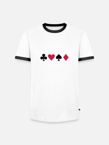 Karten - Männer Kontrast-T-Shirt - Weiß/Schwarz