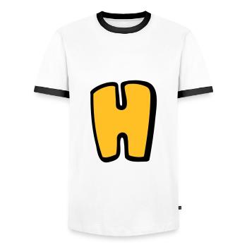 Alphabet H - Men's Ringer Shirt - white/black - Front - AI Model Female 172 light (172cm) & AI Model Male 178 dark (178cm)