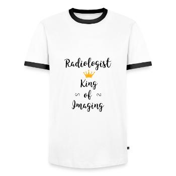 Radiologist: King of Imaging - Men's Ringer Shirt - white/black - Front - AI Model Female 172 light (172cm) & AI Model Male 178 dark (178cm)