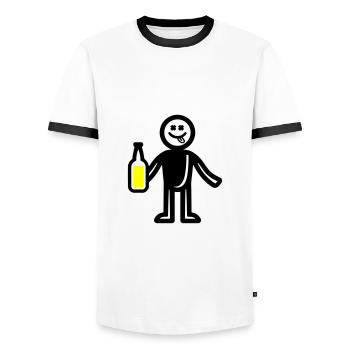 Beer Drinking Silhouette - Men's Ringer Shirt - white/black - Front - AI Model Female 172 light (172cm) & AI Model Male 178 dark (178cm)