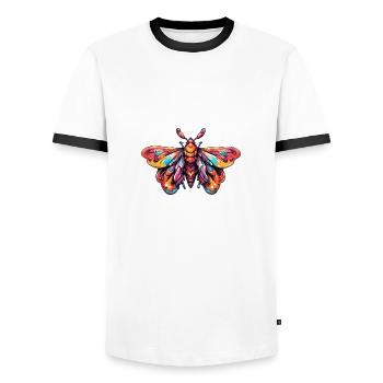 Motte / Tier / Insekt / Larve / Schädling - Männer Kontrast-T-Shirt - Weiß/Schwarz - Vorne - AI Model Female 172 light (172cm) & AI Model Male 178 dark (178cm)