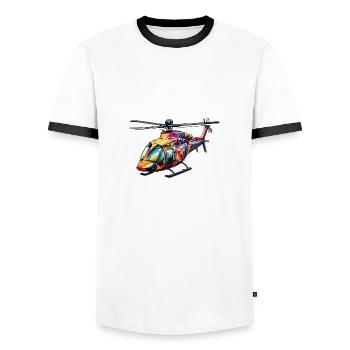 Helicopter / Helicopter / Flying / Aviation - Men's Ringer Shirt - white/black - Front - AI Model Female 172 light (172cm) & AI Model Male 178 dark (178cm)