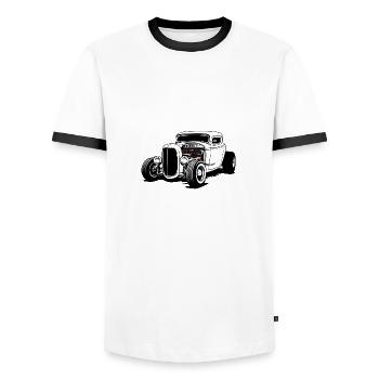 Hot Rod / Voiture / Véhicule / Automobile / Moteur - T-shirt contrasté Homme - blanc/noir - Devant - AI Model Female 172 light (172cm) & AI Model Male 178 dark (178cm)