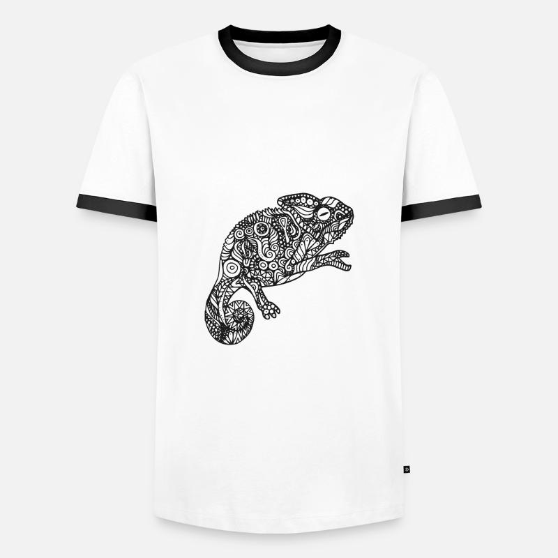 Mandala chameleon pattern - Men's Ringer Shirt - white/black