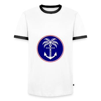 Icône d’ancre de palmier - T-shirt contrasté Homme - blanc/noir - Devant - AI Model Female 172 light (172cm) & AI Model Male 178 dark (178cm)