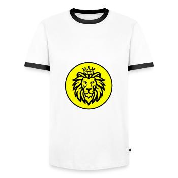 Symbole de la couronne du lion - T-shirt contrasté Homme - blanc/noir - Devant - AI Model Female 172 light (172cm) & AI Model Male 178 dark (178cm)